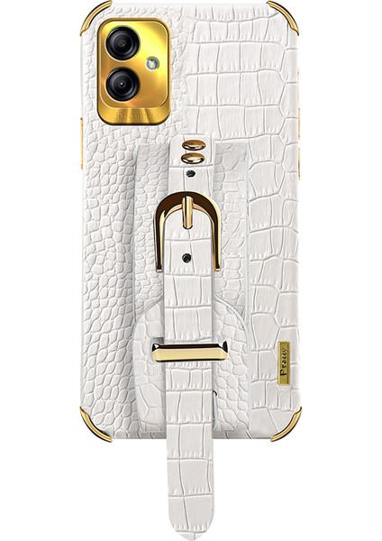 Samsung Galaxy A04 4g (164.4 x 76.3 x 9.1 Mm) Bilekliği Pu Deri+Tpu Beyaz Telefon Kılıfı (Yurt Dışından)