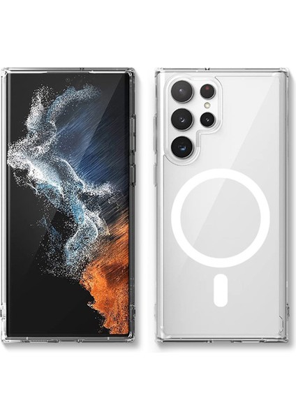 Samsung Galaxy S24 Ultra Manyetik Tpu Crystal Geri Kabuk Telefon Kılıfı (Yurt Dışından)