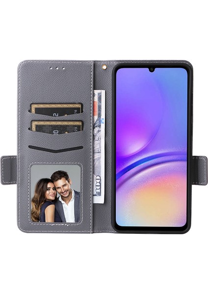Samsung Galaxy A05 4g Litchi Doku Cep Deri Grey Telefon Kılıfı (Yurt Dışından)