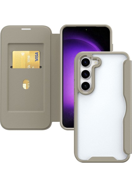 Samsung Galaxy S24 Için+ Şok Geçirmez Rfıd Khaki Telefon Kılıfı (Yurt Dışından)