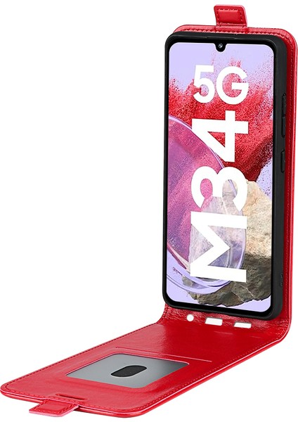 Samsung Galaxy F34 5G/M34 5g Dikey Flip Deri Tutucu Dokusu Telefon Kılıfı (Yurt Dışından)