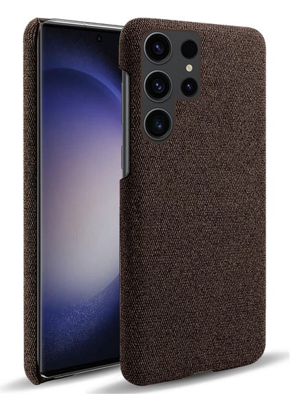 Samsung Galaxy S24 Ultra Toz Geçirmez Bez+Pc Kabuk Kahverengi Telefon Kılıfı (Yurt Dışından)