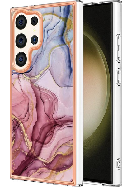 Samsung Galaxy S24 Ultra Elektrokaplatma Yumuşak 2.0mm Tpu Çizgi Altın Telefon Kılıfı (Yurt Dışından)