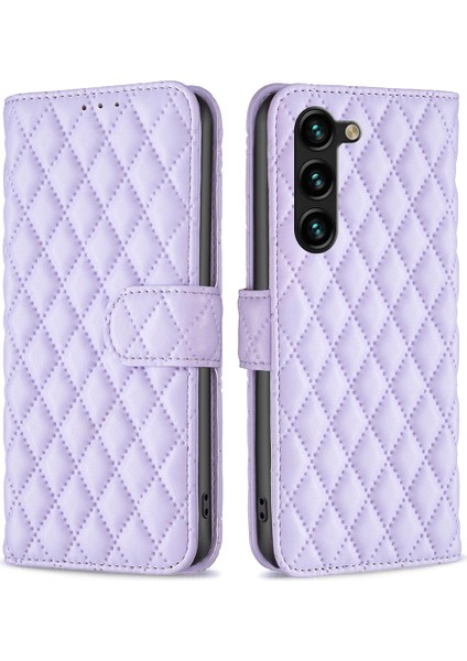 Samsung Galaxy S24+ Rhombus Baskılı Deri ası Telefon Kılıfı (Yurt Dışından)
