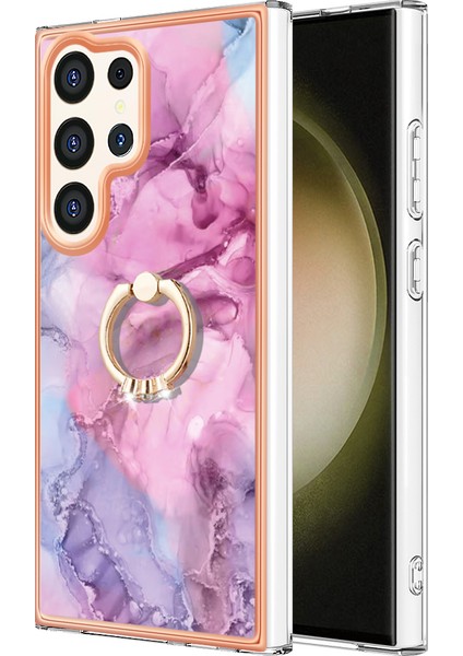 Samsung Galaxy S24 Ultra Elektrokaplatma Yüzüğü Rose Telefon Kılıfı (Yurt Dışından)