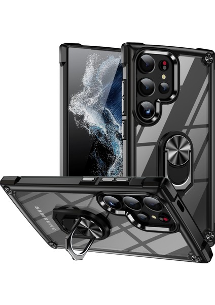 Samsung Galaxy S24 Ultra Damla Geçirmez Pc+Tpu Metal Yüzük Geri Kabuk Telefon Kılıfı (Yurt Dışından)