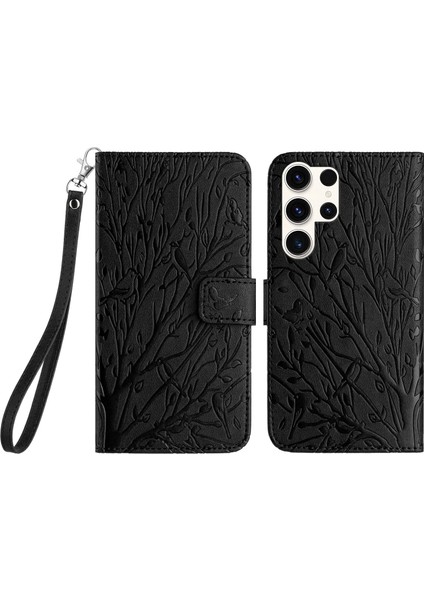 Samsung Galaxy S23 Ultra Deri Çizelge Black Telefon Kılıfı (Yurt Dışından)