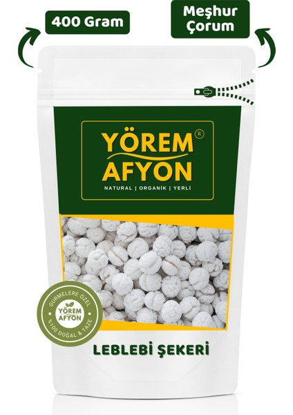 Yörem Afyon Meşhur Çorum Glukozsuz Duble Boy Inci Beyaz Leblebi Şekeri | 400GR.