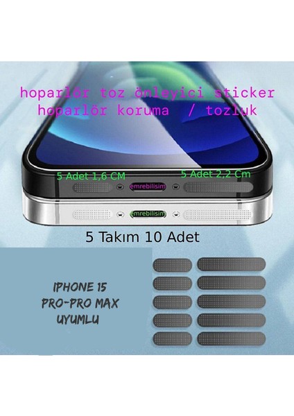 Iphone 15 Pro/pro Max Tüm Serileri Için Siyah Toz ve Kir Önleyici Hoparlör Toz Önleyici 5 TAKIM 10 ADET /EMR