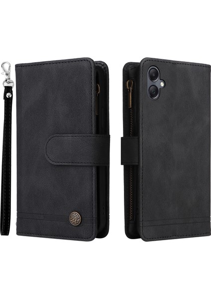 Samsung Galaxy A05 4g Zipper Cep Deri Black Telefon Kılıfı (Yurt Dışından)