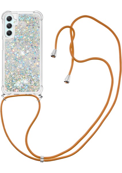 Samsung Galaxy A25 5G/A24 4g Tpu Kirkar Silver/kalpler Yüzen Bling Glitter Cover Telefon Kılıfı (Yurt Dışından)