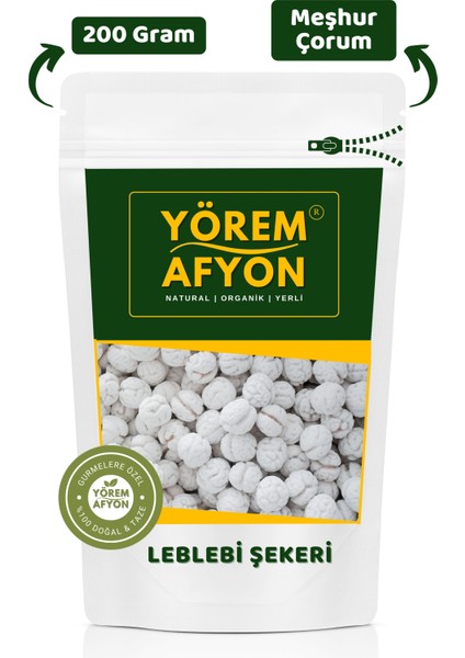 Yörem Afyon Meşhur Çorum Glukozsuz Duble Boy Inci Beyaz Leblebi Şekeri | 200GR.