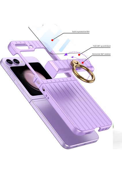 Samsung Galaxy Z Flip5 5g Bavul Stili Sert Pc Küçük Ekranlı Film Muafiyeti Menteşe Koruma Telefon Kılıfı (Yurt Dışından) fiyatları