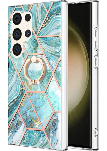 Samsung Galaxy S24 Ultra Mermer Yüzüğü Tutucu Telefon Kılıfı (Yurt Dışından)