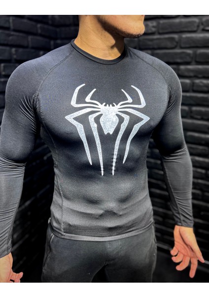 Uzun Kollu Compression Body Fit Spor Tam Beden Erkek Tişört