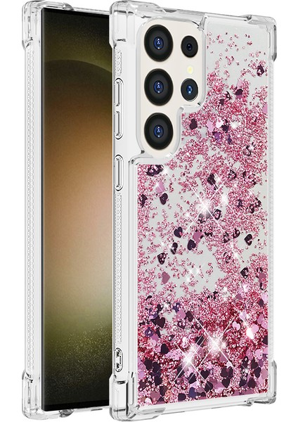 Samsung Galaxy S24 Ultra Şok Geçirmez Tpu Yüzen Hareketli Altın/kalpleri Telefon Kılıfı (Yurt Dışından)