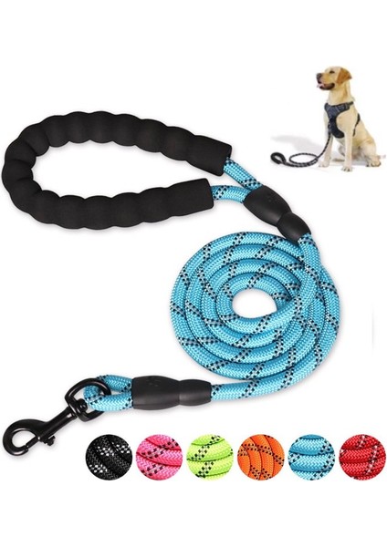 Mavi 200CM Tarzı L Beden Pet Tasma Yansıtıcı Güçlü Köpek Tasma Uzun Rahat Yastıklı Saplı Ağır Hizmet Dayanıklı Naylon Halat Tasmalar (Yurt Dışından)