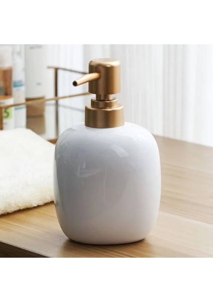 450ML Tarzı Iskandinav Seramik El Dezenfektanı Şişesi Sabunluk Ev Otel Basın Boş Şişe Şampuan Su Şişesi Altın Basın Kafası WJ903 (Yurt Dışından)