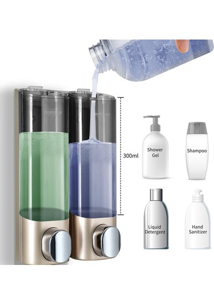 Altın Tek Tarzı Sıvı Sabunluk Duvara Montaj 300 ml Banyo Aksesuarları Plastik Deterjan Şampuan Dispenserleri Çift El Mutfak Sabunu Şişesi (Yurt Dışından) modelleri