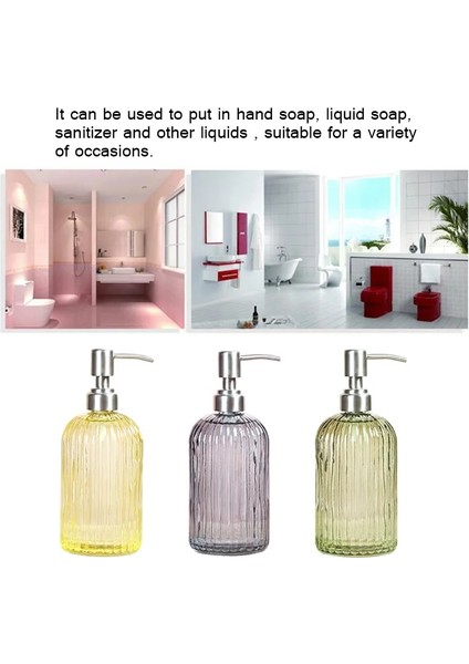 Sarı Tarzı Cam Sabunluk Şampuan Sıvı El Şişesi Paslanmaz Çelik Pompa ile Duvar Duş Banyo Mutfak Banyo Aksesuarları Için (Yurt Dışından) modelleri