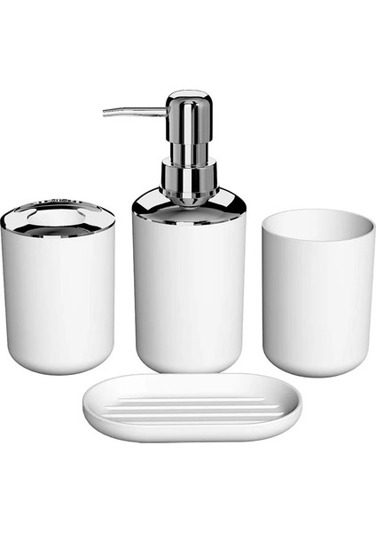 Beyaz Stil Lastic Banyo Aksesuar Seti, Diş Fırçası Tutuculu Banyo Tuvalet Fırçası Aksesuar Seti, Diş Fırçası Bardağı (Yurt Dışından)