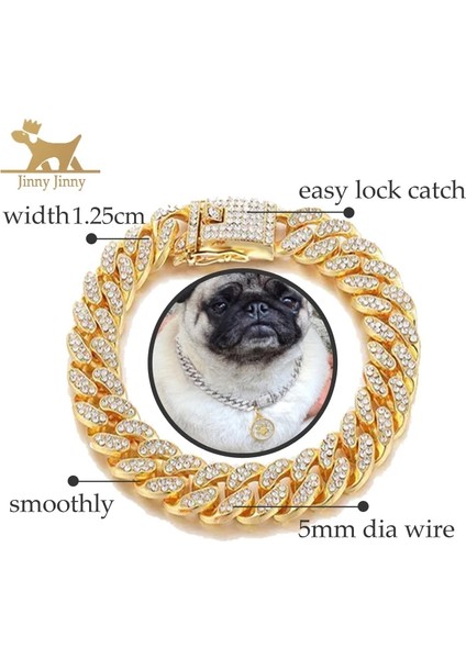 Gümüş Tarzı 40CM Köpekler Için Köpek Takı ， Elmas Altın Köpek Tasmaları ， Kedi Kolye ， Köpekler Için Elmas Yakalı Paslanmaz Çelik Köpek Tasması (Yurt Dışından) modelleri