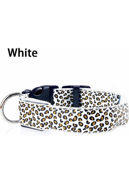 Beyaz Stil L 45-52CM Leopar LED Köpek Tasması Aydınlık Ayarlanabilir Parlayan Köpekler Için Yaka Pet Gece Güvenliği Naylon Yaka Aydınlık LED Parlak Köpek Tasması (Yurt Dışından)