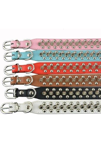 Yeşil Stil M Beden 9 Renk 2.5cm Genişlik Pu Deri Pet Yaka Yuvarlak Sivri Küçük Orta Köpekler Için Çivili Köpek Tasmaları Xs (Yurt Dışından)