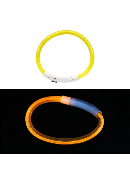 Sarı B Stili 35CM 3 Stil USB Şarj Ayarlanabilir Pet Köpek Tasması LED Şarj Edilebilir Gece Yanıp Sönen Işıklı Plastik Pvc Katı Boyun Kedi Tasmaları (Yurt Dışından)