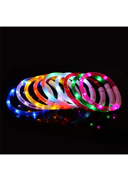 Sarı B Stili 35CM 3 Stil USB Şarj Ayarlanabilir Pet Köpek Tasması LED Şarj Edilebilir Gece Yanıp Sönen Işıklı Plastik Pvc Katı Boyun Kedi Tasmaları (Yurt Dışından) modelleri
