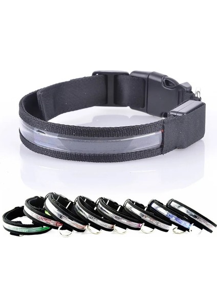 Beyaz Stil L 45-52CM Özel Yazı LED Köpek Yaka Kişiselleştirilmiş Naylon Pet Köpek Künyesi Yaka Kedi Ayarlanabilir Parlayan Köpek Tasması LED Işık Gece Güvenliği (Yurt Dışından) modelleri
