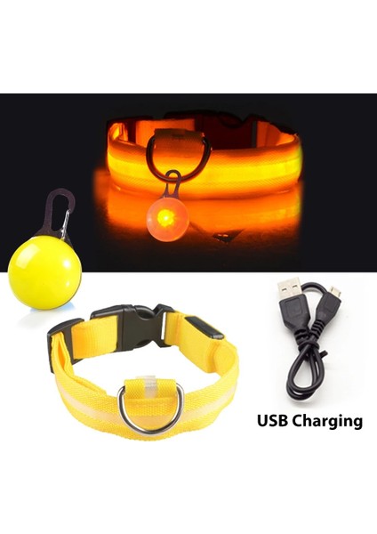 Sarı USB Stili L Boyun 41-52 cm USB Şarj LED Dogbutton Pil Yaka Anti-Lostavoid Araba Kaza Yaka Puppies Aydınlık Yaka Kolye Talepleri (Yurt Dışından)