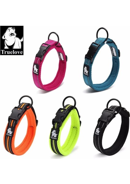 Neon Sarı Tarzı M 40-45CM Boyun Truelove Ayarlanabilir Köpek Tasması Naylon Örgü Yastıklı Pet Yaka Köpek Eğitimi Için Yansıtıcı Açık Rahat Köpek Kolye Pet Için (Yurt Dışından)