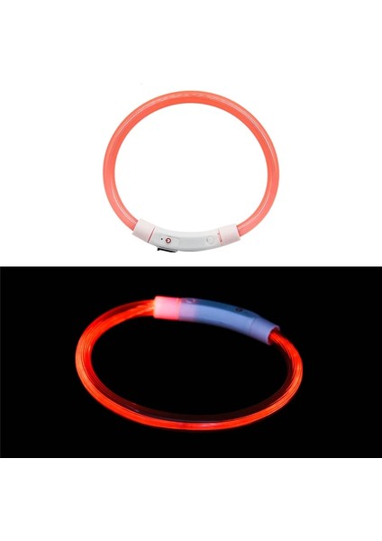 Turuncu B Stili 70CM 3 Stil USB Şarj Ayarlanabilir Pet Köpek Tasması LED Şarj Edilebilir Gece Yanıp Sönen Işıklı Plastik Pvc Katı Boyun Kedi Tasmaları (Yurt Dışından)