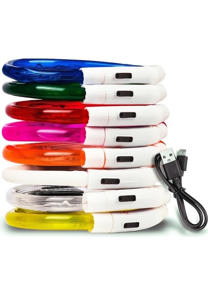 Turuncu B Stili 70CM 3 Stil USB Şarj Ayarlanabilir Pet Köpek Tasması LED Şarj Edilebilir Gece Yanıp Sönen Işıklı Plastik Pvc Katı Boyun Kedi Tasmaları (Yurt Dışından) fiyatları