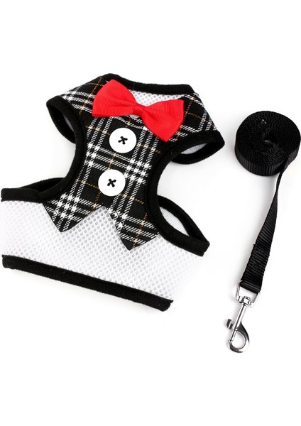 Altın Ekose Tarzı M Beden Zarif Papyon Köpek Koşum Yelek Tasma Ayarlanabilir Kedi Koşum Tasma Seti Kediler Için Sevimli Yay Düğüm Smokin Takım Elbise Yavru Köpek (Yurt Dışından)
