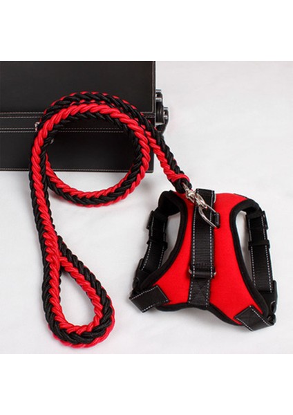 Kırmızı Set Stili L Beden Katı Köpek Koşum Yelek Yürüyüş ve Eğitim Pet Koşum ve Tasma Seti Ayarlanabilir Köpekler Yaka Koşum Fransız Bulldog Için Çekme Yok (Yurt Dışından)