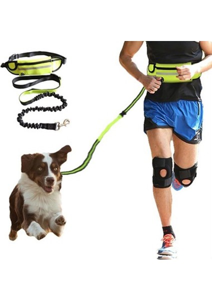 Siyah Stil Köpek Çekiş Halatı Serbest Eller Bel Çantası ile Köpek Tasması Çekme Köpek Koşu Geri Çekilebilir Elastik Kemer Yansıtıcı Koşumlar Köpek Malzemeleri (Yurt Dışından)