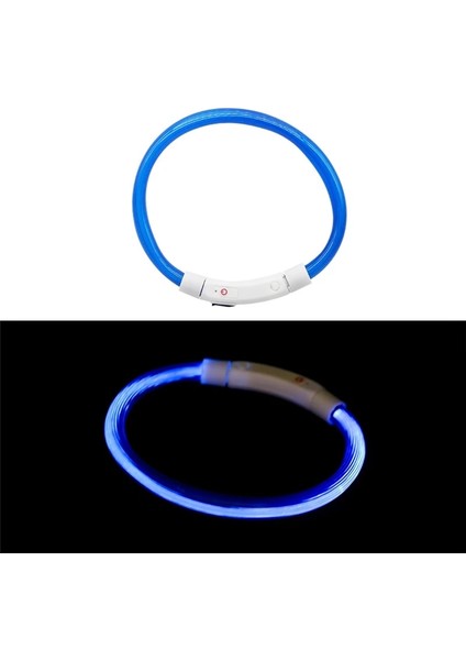 Mavi B Stili 50CM 3 Stil USB Şarj Ayarlanabilir Pet Köpek Tasması LED Şarj Edilebilir Gece Yanıp Sönen Işıklı Plastik Pvc Katı Boyun Kedi Tasmaları (Yurt Dışından)
