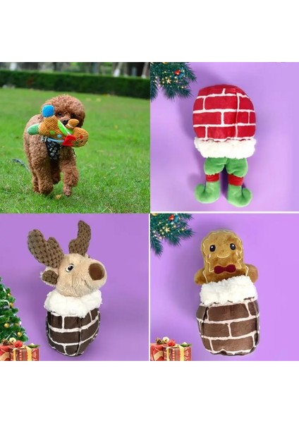 No.4 Tarzı Yeni Pet Köpek Isırığı Oyuncak Noel Elk Zencefilli Kurabiye Adam Köpek Kemiren Peluş Sondaj Kukla Isırığı Dayanıklı Pet Eğitim Malzemeleri (Yurt Dışından)