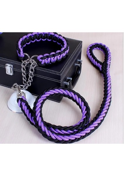 Siyah Mor Tarzı M 30 Ila 40 cm Çift Telli Halat Büyük Köpek Tasmalar Metal P Zincir Toka Ulusal Renk Pet Çekiş Halat Yaka Büyük Köpekler Için Set Uzunluğu (Yurt Dışından)
