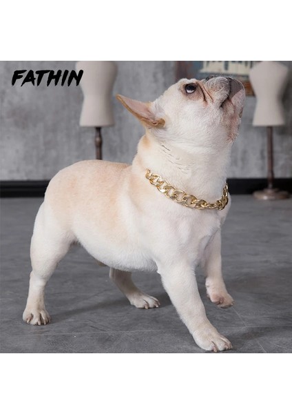Şerit Tarzı 47CM Fathın Plastik Punk Altın Köpek Zinciri Yaka Pet Takı Fotoğraf Sahne Köpek Aksesuarları Küçük Büyük Köpekler Için 37CM (Yurt Dışından) indirimleri