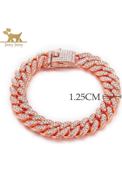 Gül Pembe Tarzı 50CM Köpekler Için Köpek Takı ， Elmas Altın Köpek Tasmaları ， Kedi Kolye ， Köpekler Için Elmas Yakalı Paslanmaz Çelik Köpek Tasması (Yurt Dışından)