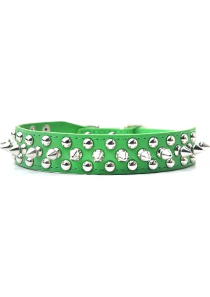 Yeşil Stil S Beden 9 Renk 2.5cm Genişlik Pu Deri Pet Yaka Yuvarlak Sivri Küçük Orta Köpekler Için Çivili Köpek Tasmaları Xs (Yurt Dışından)