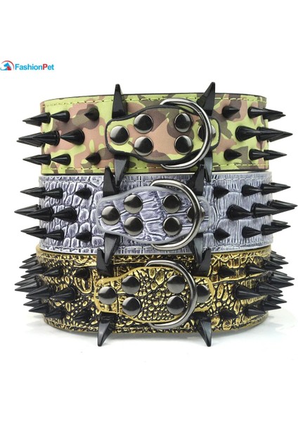 Gri Tarzı M Beden Büyük Köpek Pitbull Mastiff Için Çivili Siyah Keskin Sivri Yüksek Li 2 "genişlik Pu Deri Büyük Köpek Tasması (Yurt Dışından) modelleri