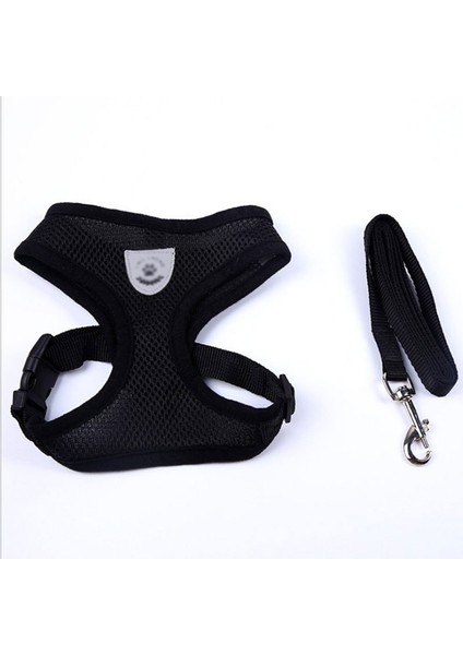 Siyah Stil M Beden Sıcak Uygun Nefes Küçük Köpek Pet Koşum ve Tasma Seti Yavru Kedi Yelek Koşum Yaka Chihuahua Pug Bulldog Kedi (Yurt Dışından)
