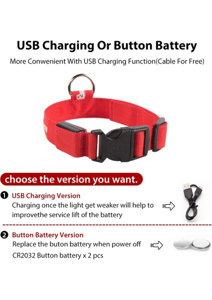 Kırmızı Pil Stili L Boyun 41-52 cm USB Şarj LED Dogbutton Pil Yaka Anti-Lostavoid Araba Kaza Yaka Puppies Aydınlık Yaka Kolye Talepleri (Yurt Dışından) indirimleri