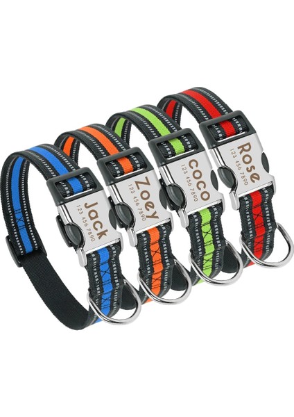 Mavi Set Stili S Beden Özel Pet Köpek Tasması Tasma Yansıtıcı Naylon Küçük Köpek Köpek Tasmaları Kişiselleştirilmiş Pitbull Orta Büyük Köpek Tasması Oyma Adı (Yurt Dışından)