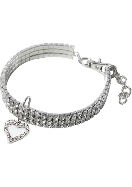 Beyaz Kalp Stili 25CM Bling Kristal Köpek Tasması Elmas Köpek Pet Parlak Tam Taklidi Kolye Yaka Pet Küçük Köpekler Malzemeleri Için Yaka (Yurt Dışından)