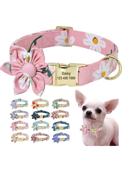 168 Pembe Stil M Beden Çiçek Persoalized Köpek Tasması Moda Baskılı Özel Naylon Köpek Tasmaları Küçük Orta Büyük Köpekler Için Ücretsiz Oyulmuş Isim Plakası ile (Yurt Dışından) fiyatları